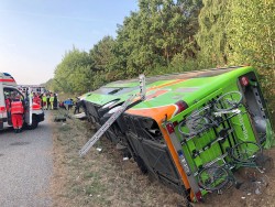 Fernbus-Unfall auf A19 fordert mehrere Verletzte
